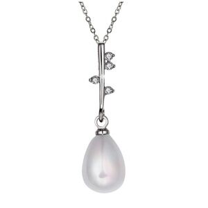 Platinum-Plated Zircon Teardrop Imitation Pearl Pendant – Elegant Water Drop